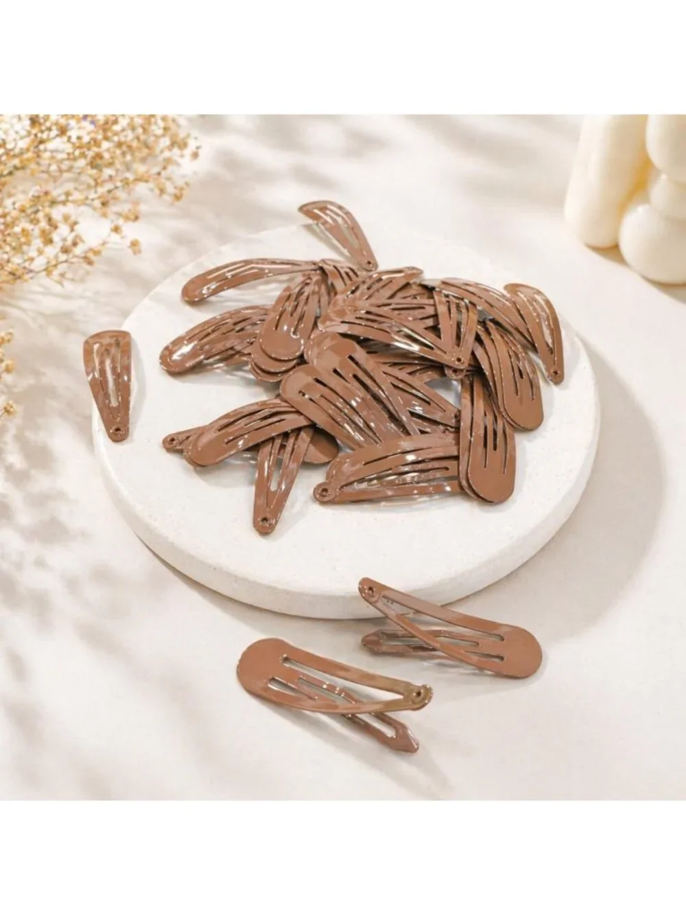 40 Brown Metal Snap Hair Clips - 2 Inch Barrettes for Women’s Accessories, 40